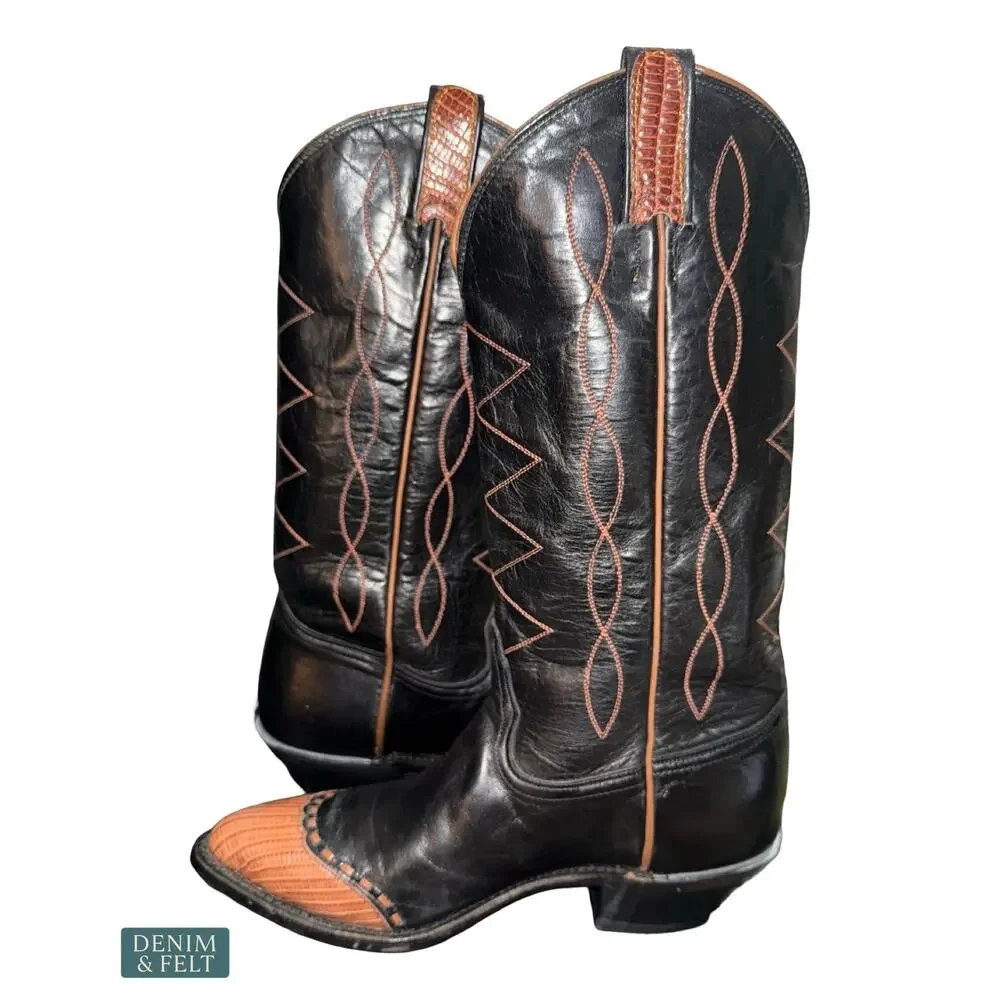 NEW Tony Lama Emilia Black Western Boot Snip Toe Leather‎ Cowgirl Cowboy Classic